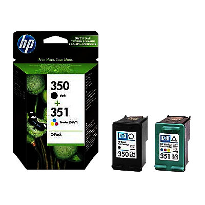 HP 350 Black and 351 Colour Inkjet Cartridges, Pack of 2, SD412EE